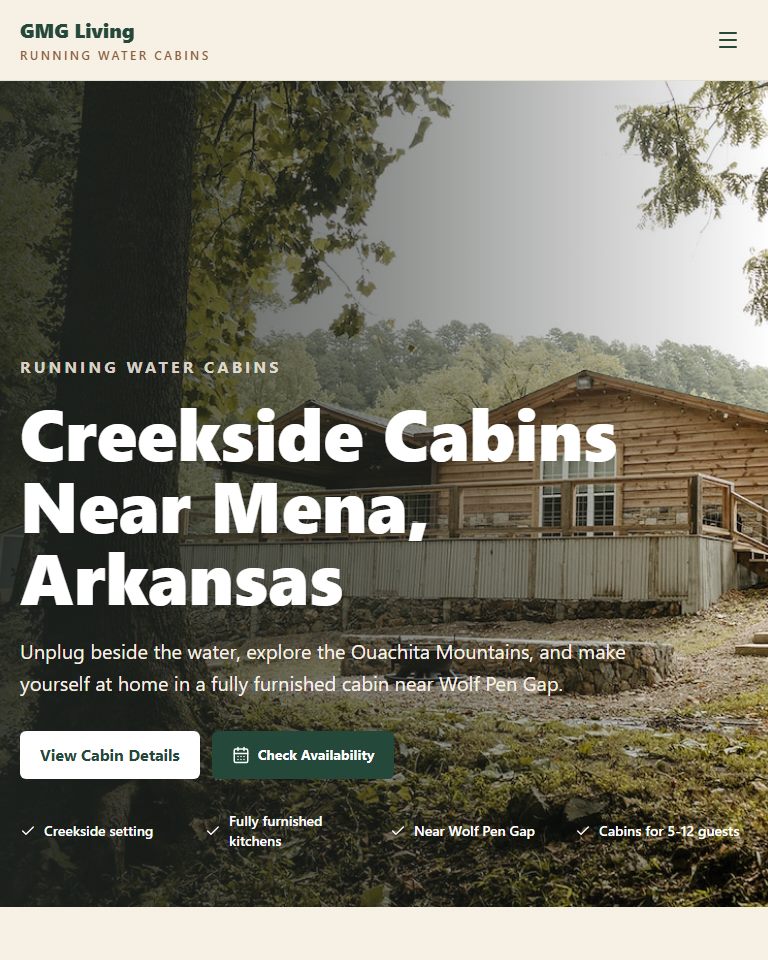 GMG Living tablet website preview